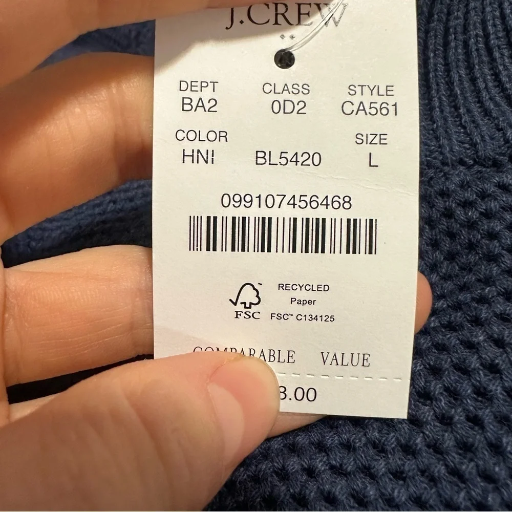 J crew heather nightfall Cotton honeycomb knit half-zip